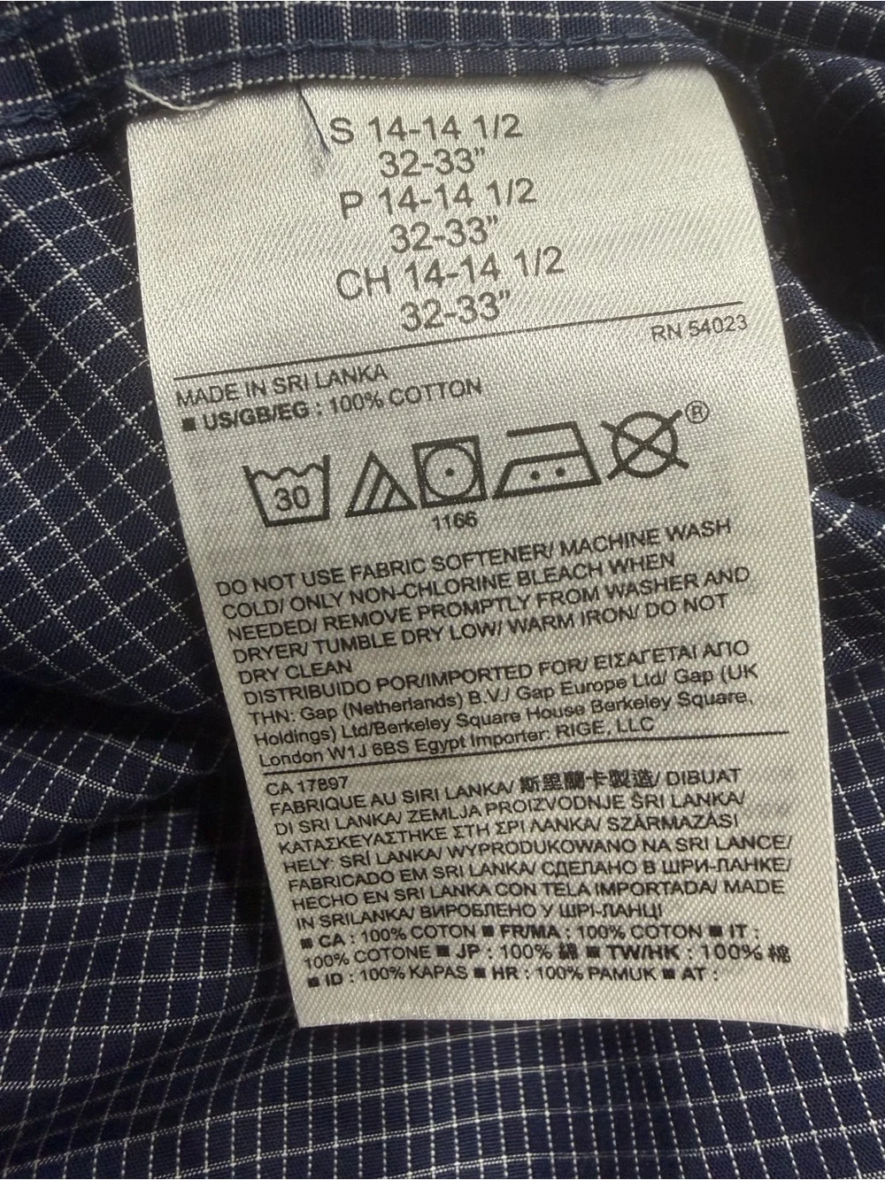 Banana Republic non-iron Navy plaid button up Dress Shirt